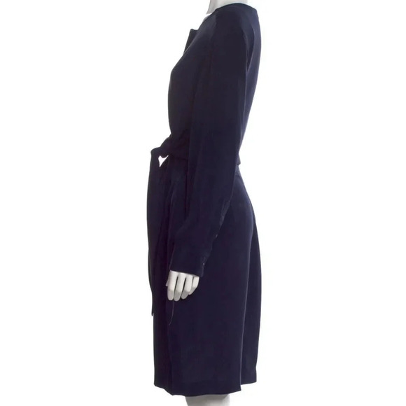 Nili Lotan Navy Blue 100% Silk Long Sleeves Knee Length‎ Romper Medium - Picture 3 of 5